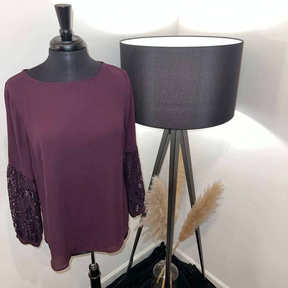 Apt 9 Purple Lace Sleeve Blouse Size Large